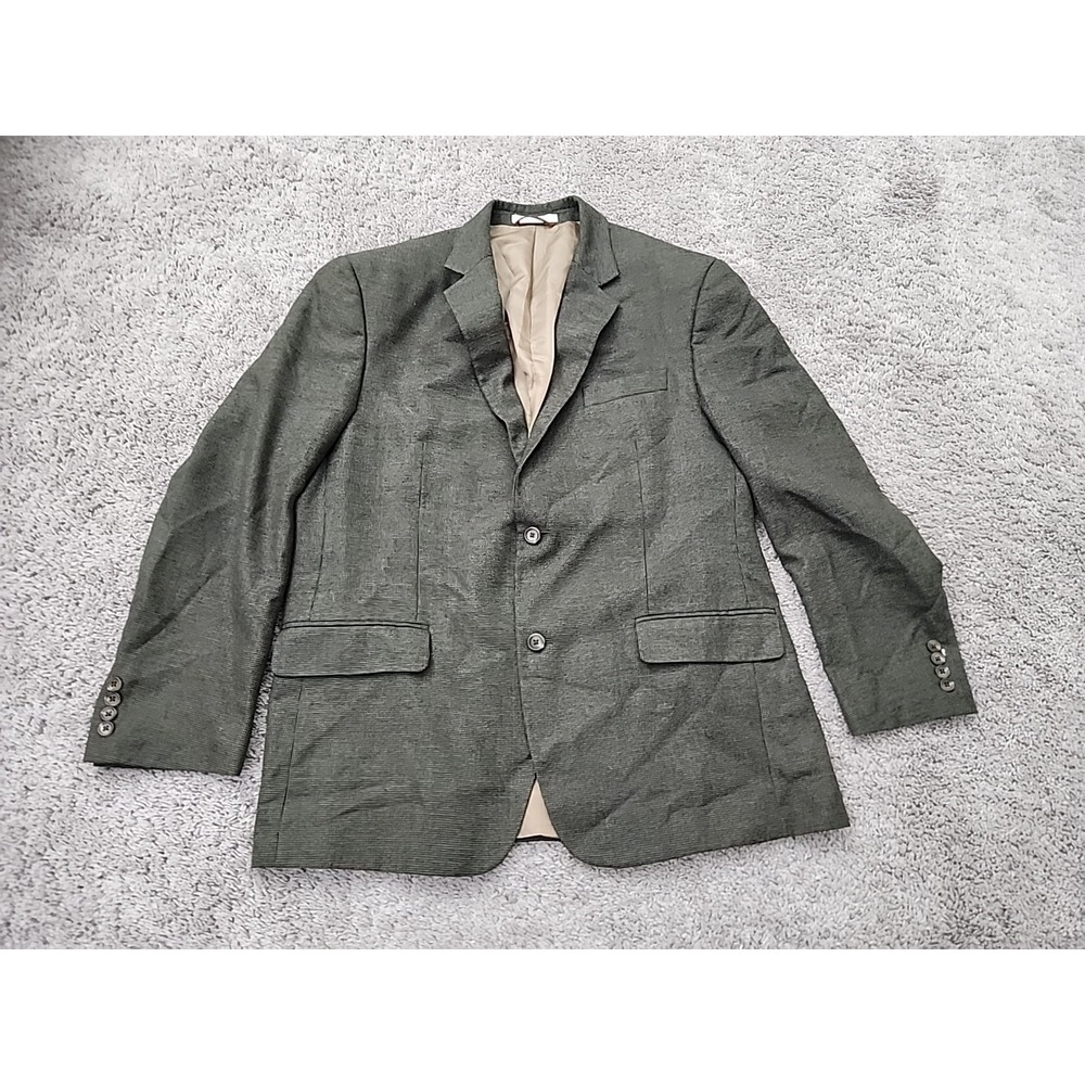 IZOD Blazer Jacket Mens 43R Gray Micro Pattern Two Button Sport Coat